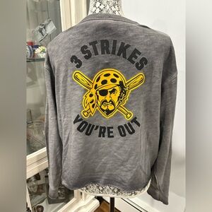 Victoria's Secret Gray Graphic Crop Cold Shoulder Top